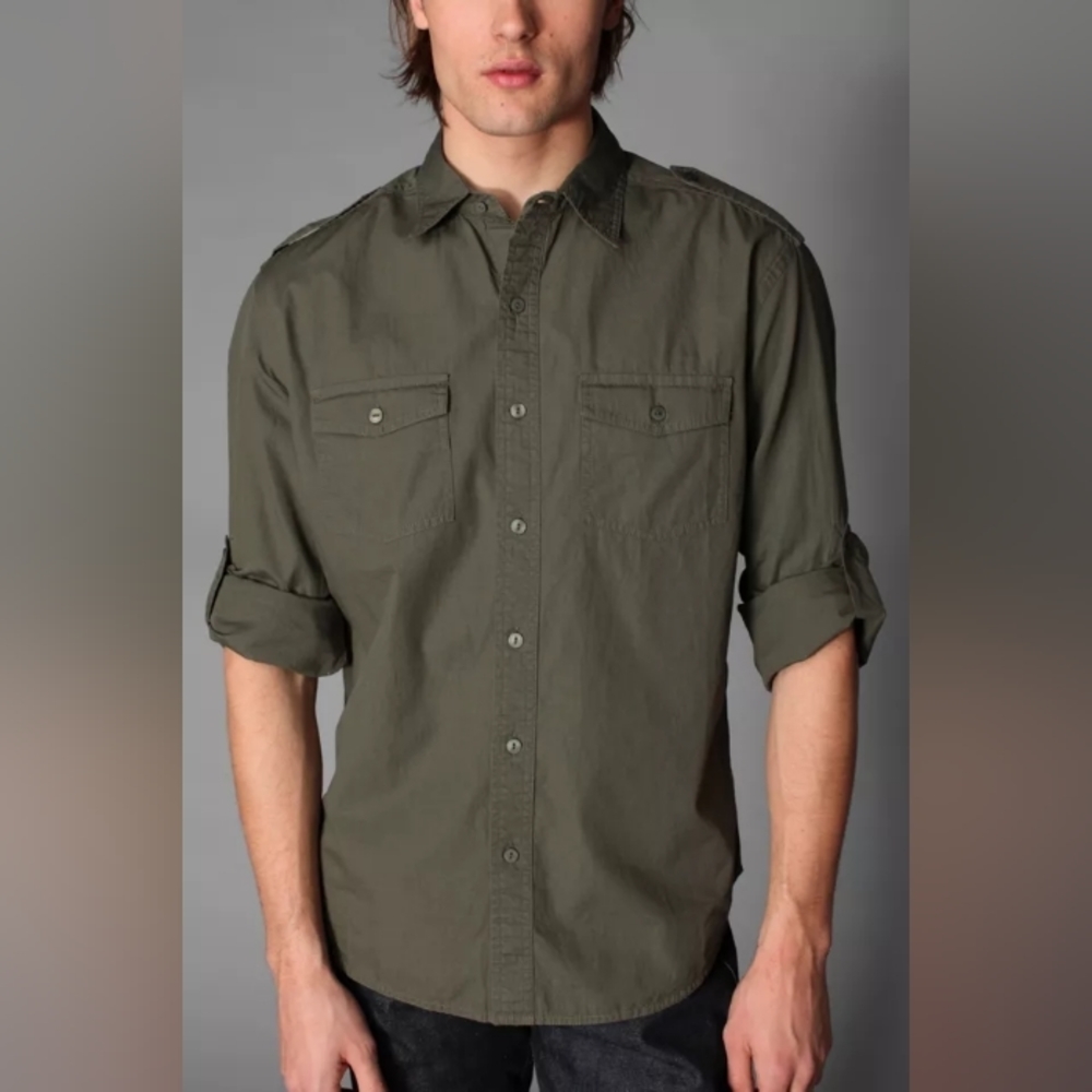 All-Son Solid Poplin Military Shirt